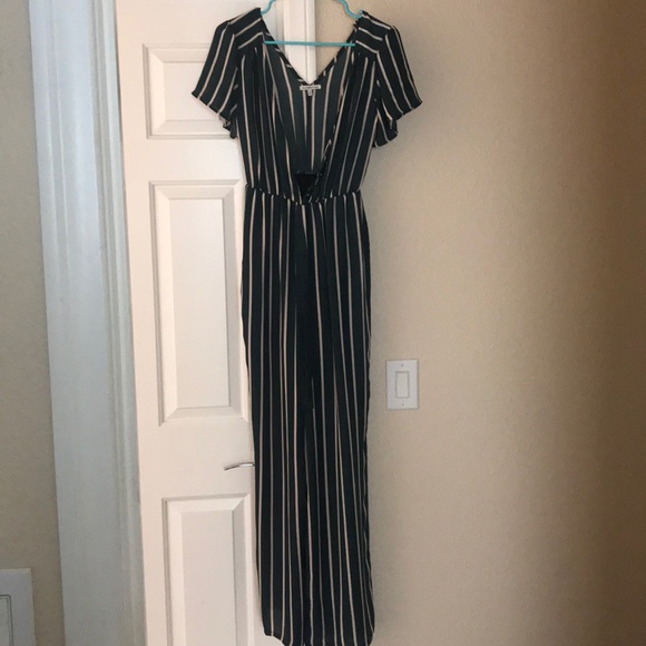 Charlotte Russe Pants - Green Striped Romper